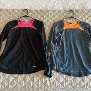 Two Nike Dri-fit long sleeves